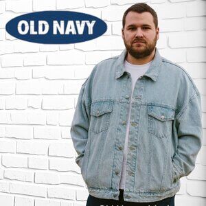 Old Navy Light Wash Denim Jacket – Size 4X (Unisex Oversized Fit) NWOT